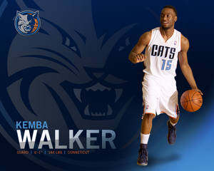 籃球運動員Kemba Walker身穿白色Cats球衣在比賽中。 — Jordan 標誌 GIF 壁紙