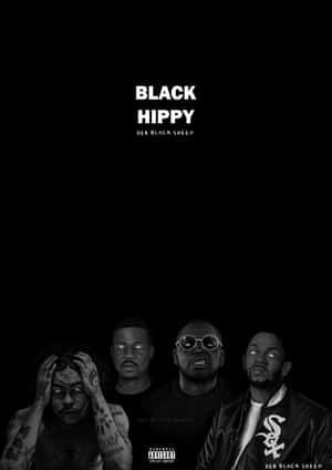 四個眼睛發光、有紋身的男人，在「BLACK HIPPY」文字下方。
