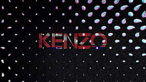 Kenzo 標誌被彩色淚滴環繞在黑色紋理背景上。