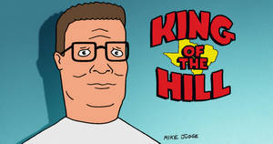 戴眼鏡、穿白恤衫的卡通男人，旁邊是 King of the Hill 標誌。
