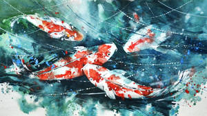 鯉魚畫作桌面