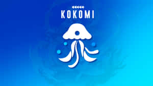 白色水母標誌，帶有Kokomi文字，位於藍色漸變背景上。