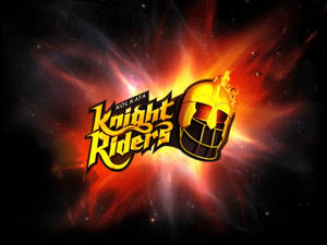 Knight Riders 標誌，帶有火焰頭盔，背景是星空。