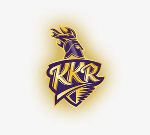 紫色和金色的KKR運動隊標誌，帶有火焰頭盔和發光效果。