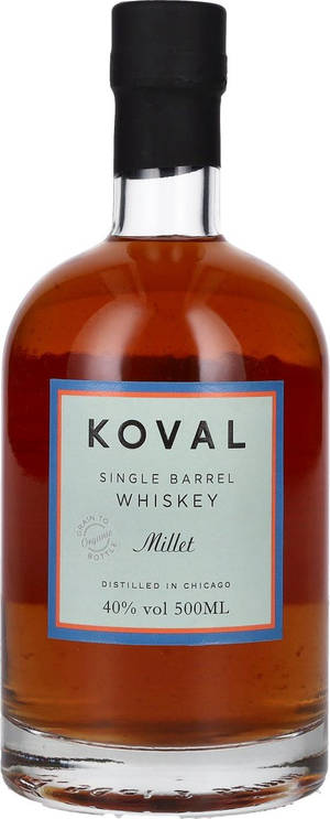 一瓶在芝加哥蒸餾的Koval Single Barrel Millet Whiskey。