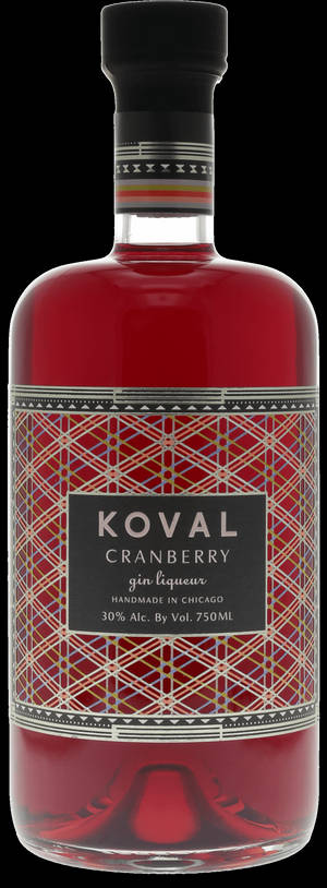 Koval蔓越莓琴酒利口酒瓶，紅色液體，圖案標籤。