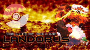 Landorus 這隻寶可夢以精靈球標誌主宰著熾熱的日落風景。