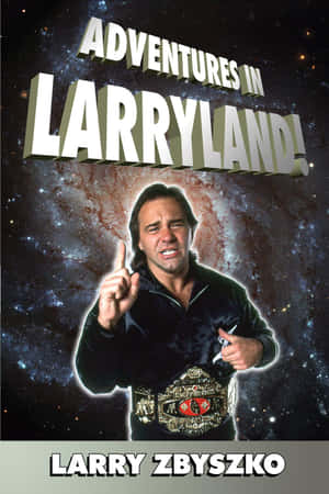 摔角手 Larry Zbyszko 在太空中佩戴冠軍腰帶向上指。