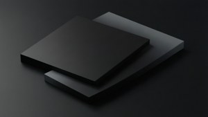 兩個黑色矩形塊以一定角度堆疊在深色表面上。