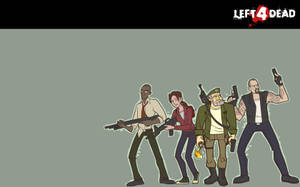 來自《Left 4 Dead》的四名武裝倖存者排成一列，準備戰鬥。
