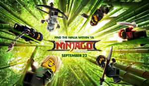 LEGO Ninjago 忍者們在電影海報中於竹林間盪來盪去。 — 忍者 壁紙