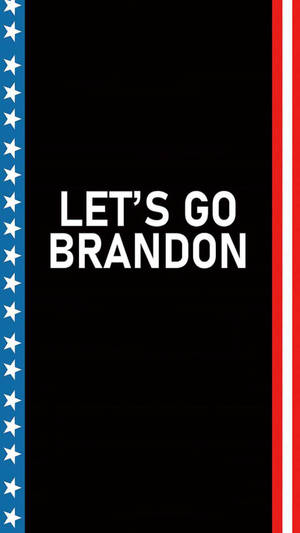 黑色背景，白色文字 LET'S GO BRANDON，兩側有美國國旗條紋和星星。