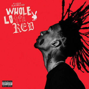 Playboi Carti 的《Whole Lotta Red》專輯封面，紅色背景和黑白肖像。