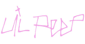 粉紅色風格手寫文字在白色背景上顯示Lil Peep