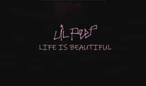 深色紋理背景上的粉紅色手寫文字 lil peep life is beautiful
