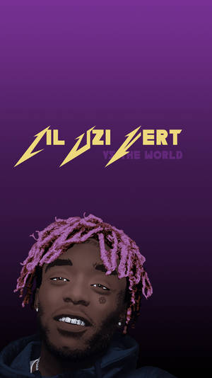 Lil Uzi Vert 粉紅色辮子和金牙，紫色漸變背景，他的名字以閃電字體顯示。