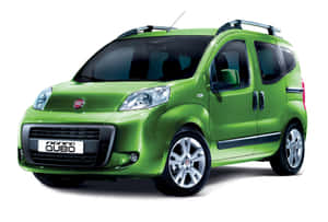 青檸綠色菲亞特 Qubo 緊湊型 MPV，帶車頂架和銀色輪圈，白色背景。 — Surface Laptop 壁紙