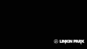 黑色背景上的白色 Linkin Park 標誌和文字。