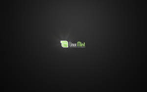 Linux Mint 標誌，帶有綠色文字和徽章，位於深色紋理背景上。