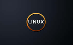 Linux 標誌，金色圓圈內有白色文字，背景為深色