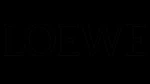 黑色背景上嘅白色空心LOEWE標誌