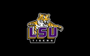 LSU Tigers 運動標誌，在紫色和金色字母上方有一隻咆哮的老虎。