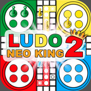 帶有彩色棋子和皇冠的Ludo Neo King 2遊戲應用圖標。