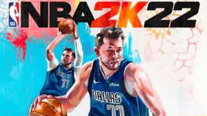 盧卡·當錫身穿達拉斯獨行俠球衣在NBA 2K22遊戲藝術中投籃。