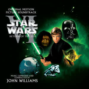 星球大戰：武士復仇原聲帶封面，包含Luke Skywalker、Darth Vader、Yoda和太空船。