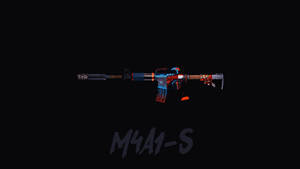 黑色背景上帶有紅藍部落設計的遊戲武器M4A1-S