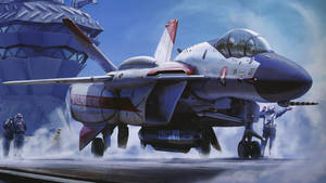 戰鬥機從航空母艦起飛，船員指揮