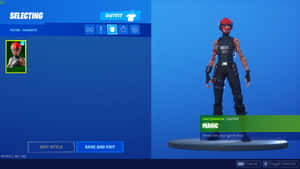 Fortnite角色在遊戲服裝選擇畫面中，戴著紅色頭盔和黑色服裝。 — 要塞英雄縮圖動畫 壁紙