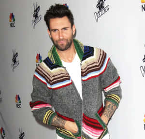 Adam Levine 在The Voice活動中穿著色彩繽紛的針織外套。 — 低飽和度 壁紙