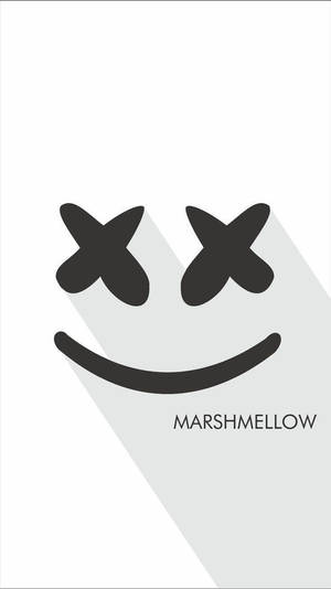 黑色簡約笑臉，眼睛為X形，帶有長長的陰影，標記為 marshmellow。