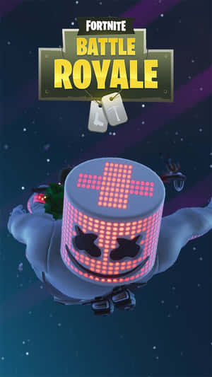 Fortnite角色在星空夜空中戴著發光棉花糖頭盔跳傘。