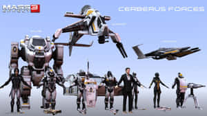 來自 Mass Effect 3 的 Cerberus 部隊，包含士兵和戰爭機器。 — 蝙蝠俠標誌 壁紙