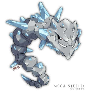 Mega Steelix 概念藝術，帶有冰晶和尖牙。 — 藝術 壁紙