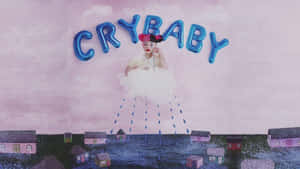 雲上女人在淹沒村莊上空降雨，帶有「CRYBABY」氣球