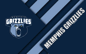 Memphis Grizzlies 籃球隊標誌在藍色幾何壁紙上。 — 旗幟 壁紙