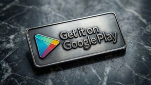 深色大理石表面上的Google Play按鈕