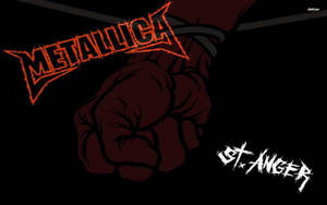 Metallica 的 St Anger 專輯封面，展示一個緊握的拳頭和風格化字體的樂隊名稱。