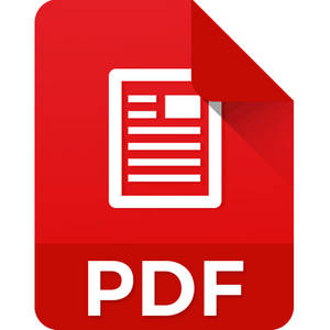 帶有白色文字和文件符號的紅色PDF文件圖標。