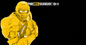 黃色美式足球員抱著球，帶有FOX NFL SUNDAY廣播圖形。 — 機械人 壁紙