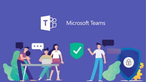 團隊使用 Microsoft Teams 協作，並顯示安全圖標。