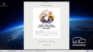 Microsoft Teams 登入畫面，背景為夜間從太空看到的地球。