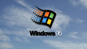 Windows 95 標誌在藍天白雲背景下