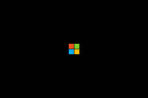 Microsoft標誌，四個彩色方塊在黑色背景上