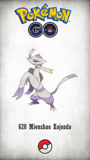 來自 Pokémon GO 遊戲的 Mienshao 寶可夢角色，帶有標誌和編號 620。