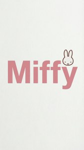 粉色Miffy標誌，兔頭在有紋理的米白色背景上