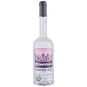透明氈酒瓶，帶有紫色丹佛天際線標籤